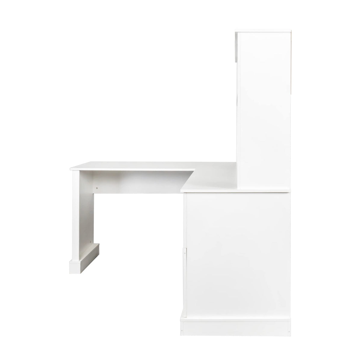 L Shaped Desk with Hutch, Drawer & Shelves, White I66058