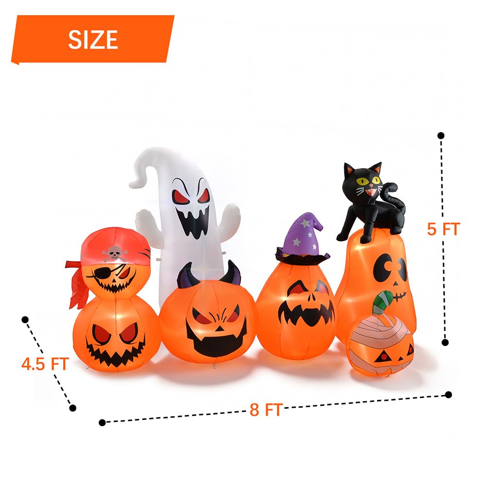 8 FT Inflatable Pumpkin Patch Yard Décor Y254
