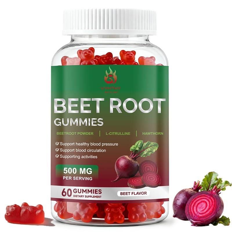 Beet Root Gummies 60 Chews Vegan Non-GMO Gluten Free Supplement X8544