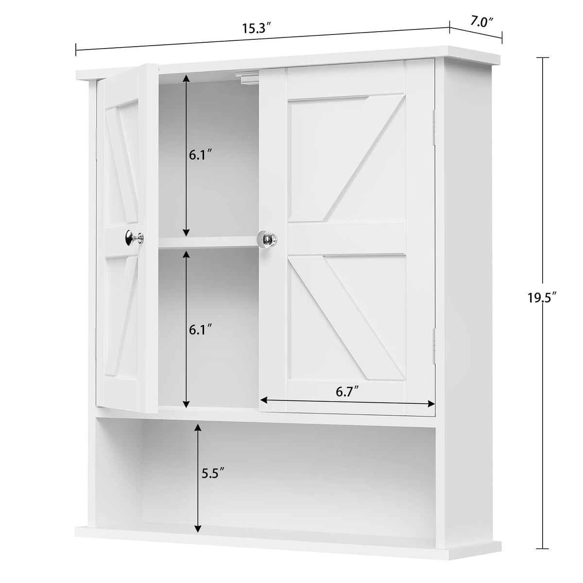 White Over The Toilet Bathroom Wall Cabinet with Adjustable Shelf I251372
