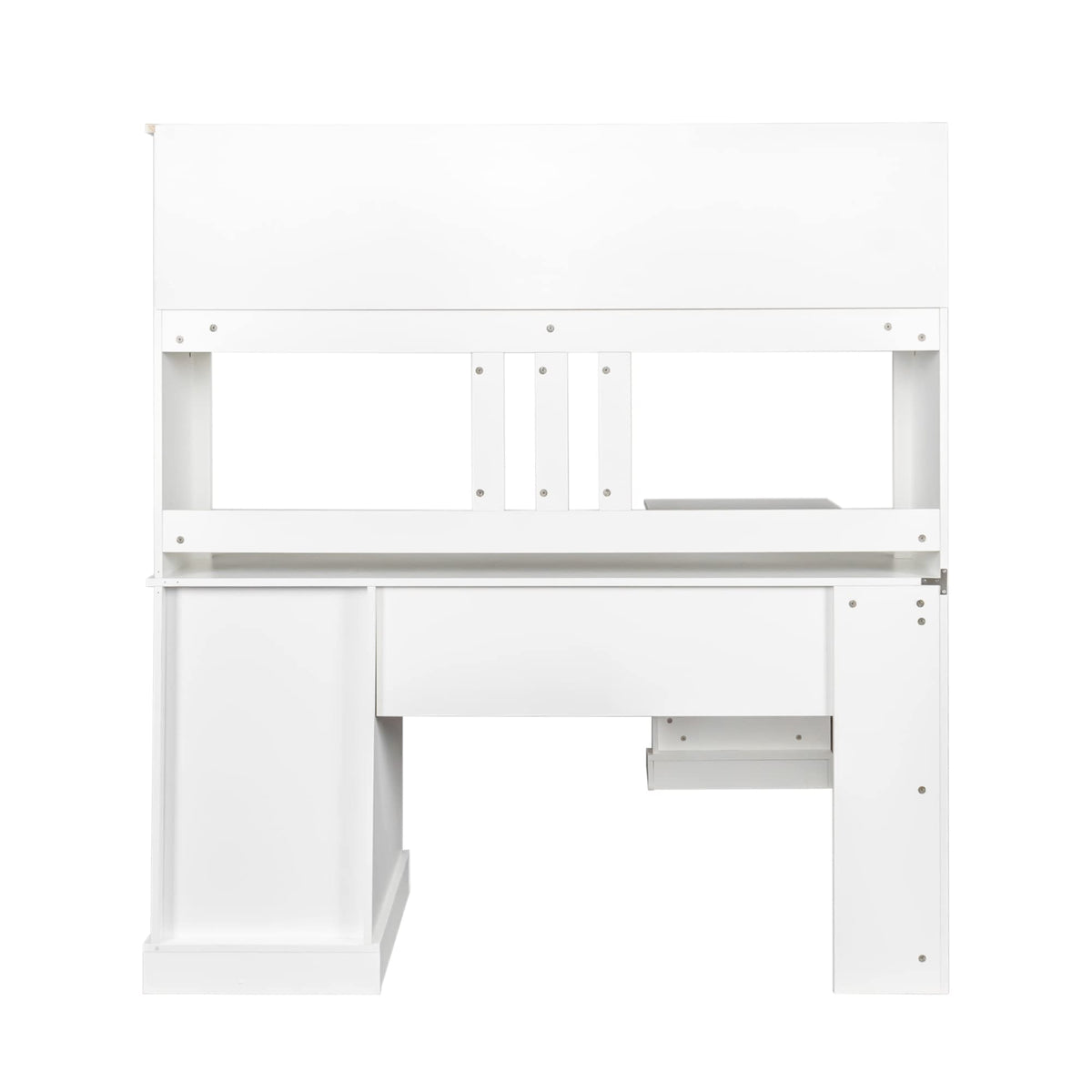L Shaped Desk with Hutch, Drawer & Shelves, White I66058