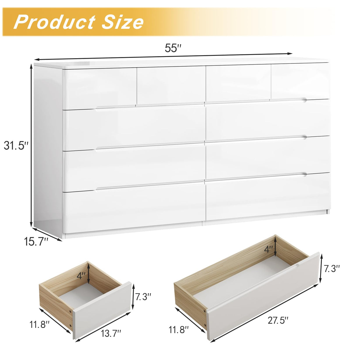 White 10 Drawer Dresser O107