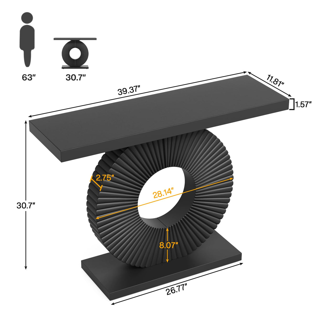 Black 40 inch Wood Console Table Q166264