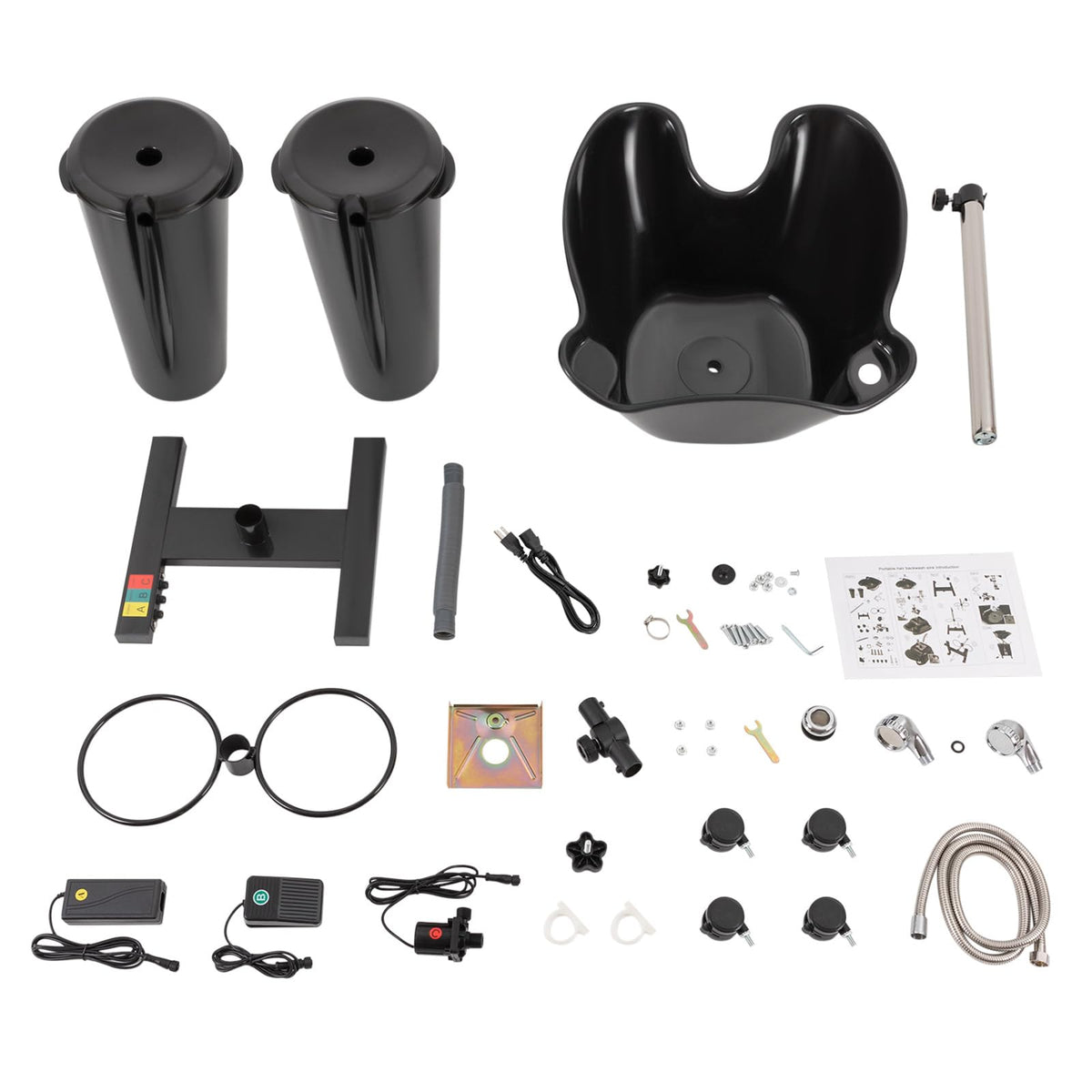 Portable ABS Shampoo Basin with 2 Water Buckets, Electric Pump and Drain Hoses R13049
