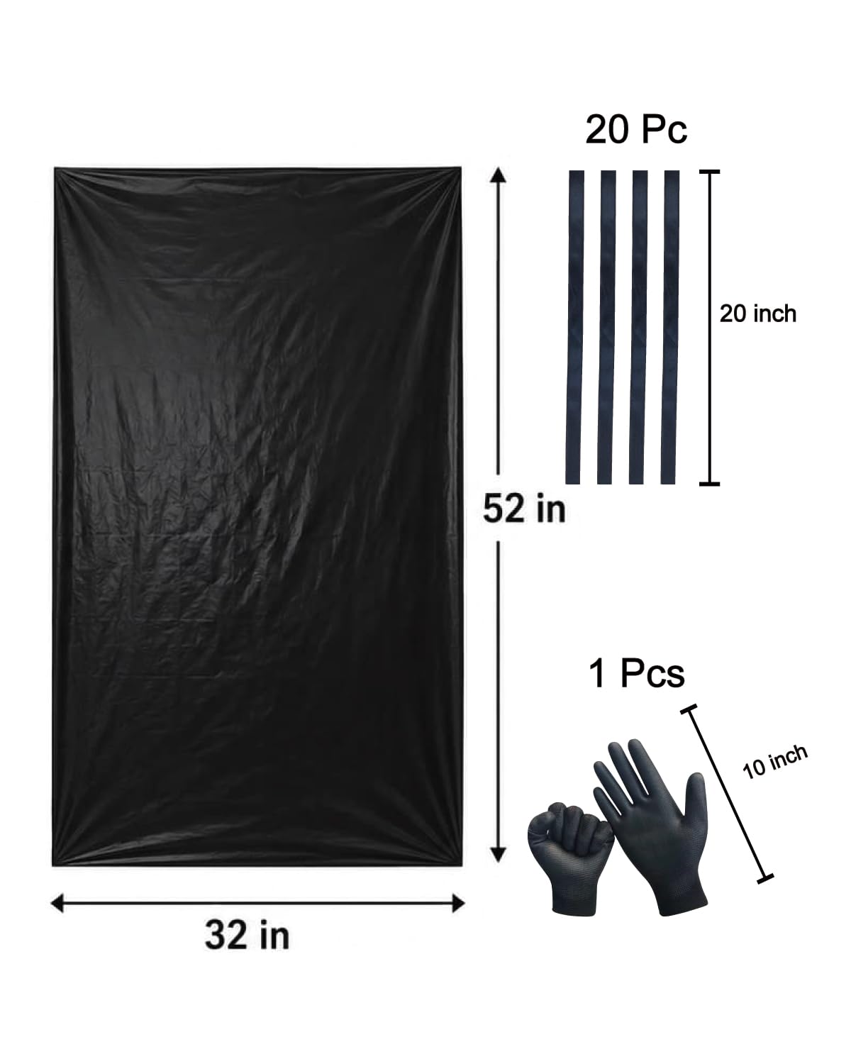 6 Mil Heavy Duty Contractor Trash Bags, 50/55/60 Gallon, Black, 20 Pack R483779