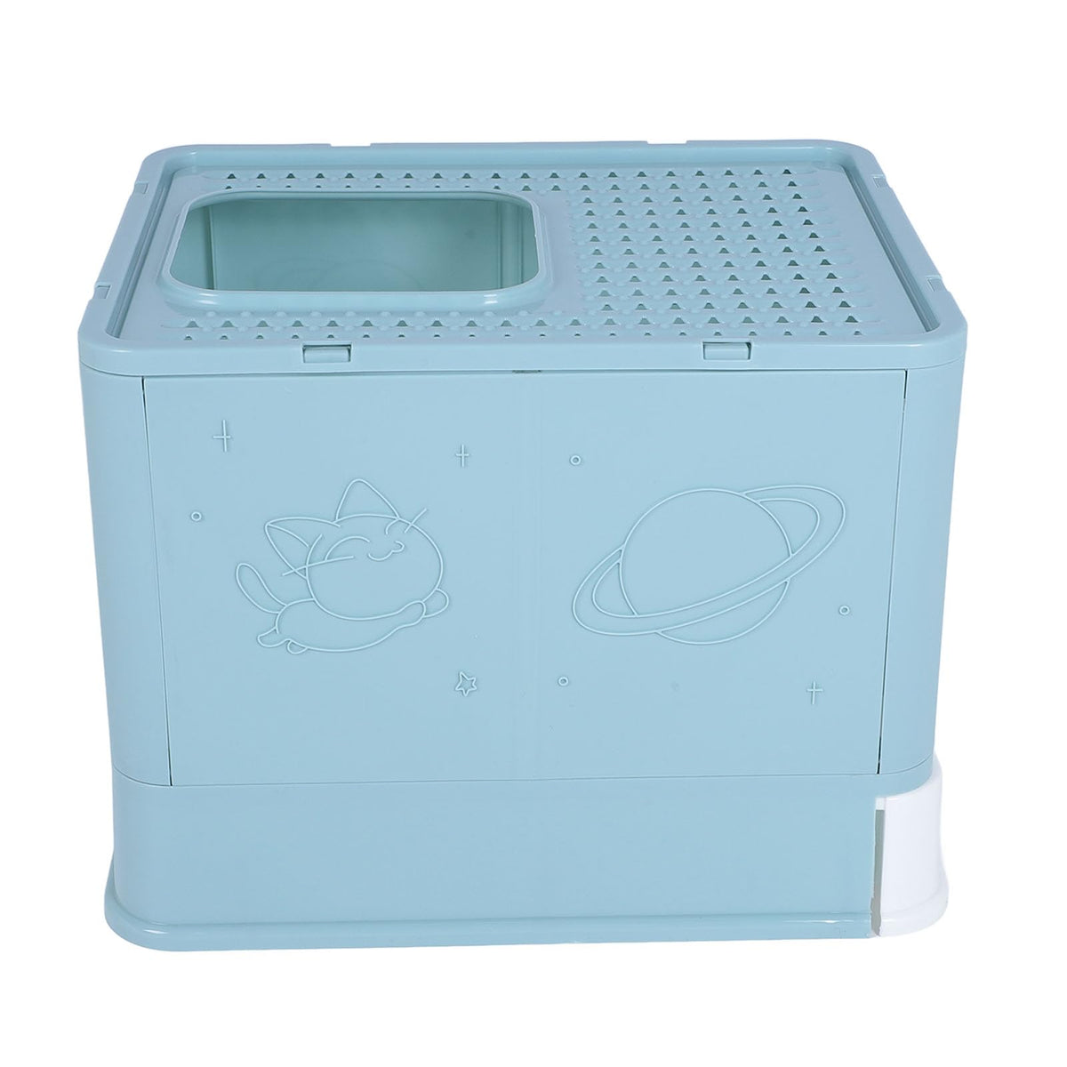 Enclosed Cat Litter Box Top Entry Foldable with Lid Blue A54192