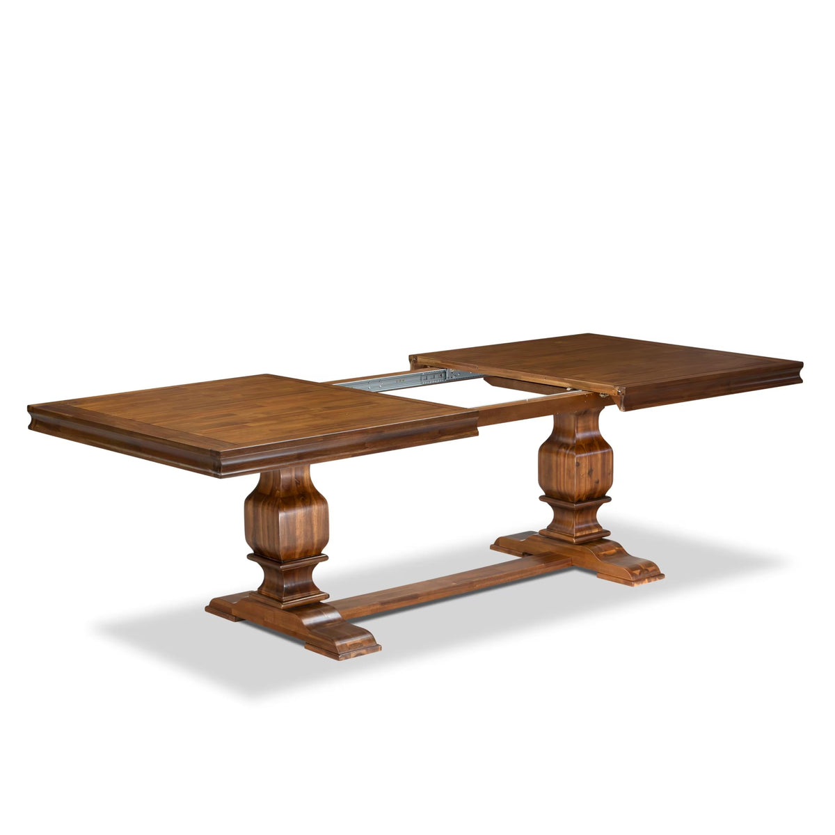 9 Piece Mid-Century Dining Table Set with 8 Burgundy Polyester Chairs B751040