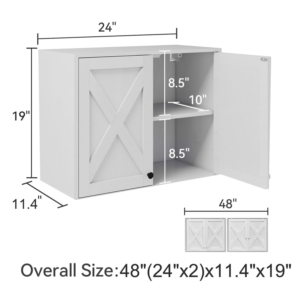 White Wall Mounted Laundry Room Cabinets W101