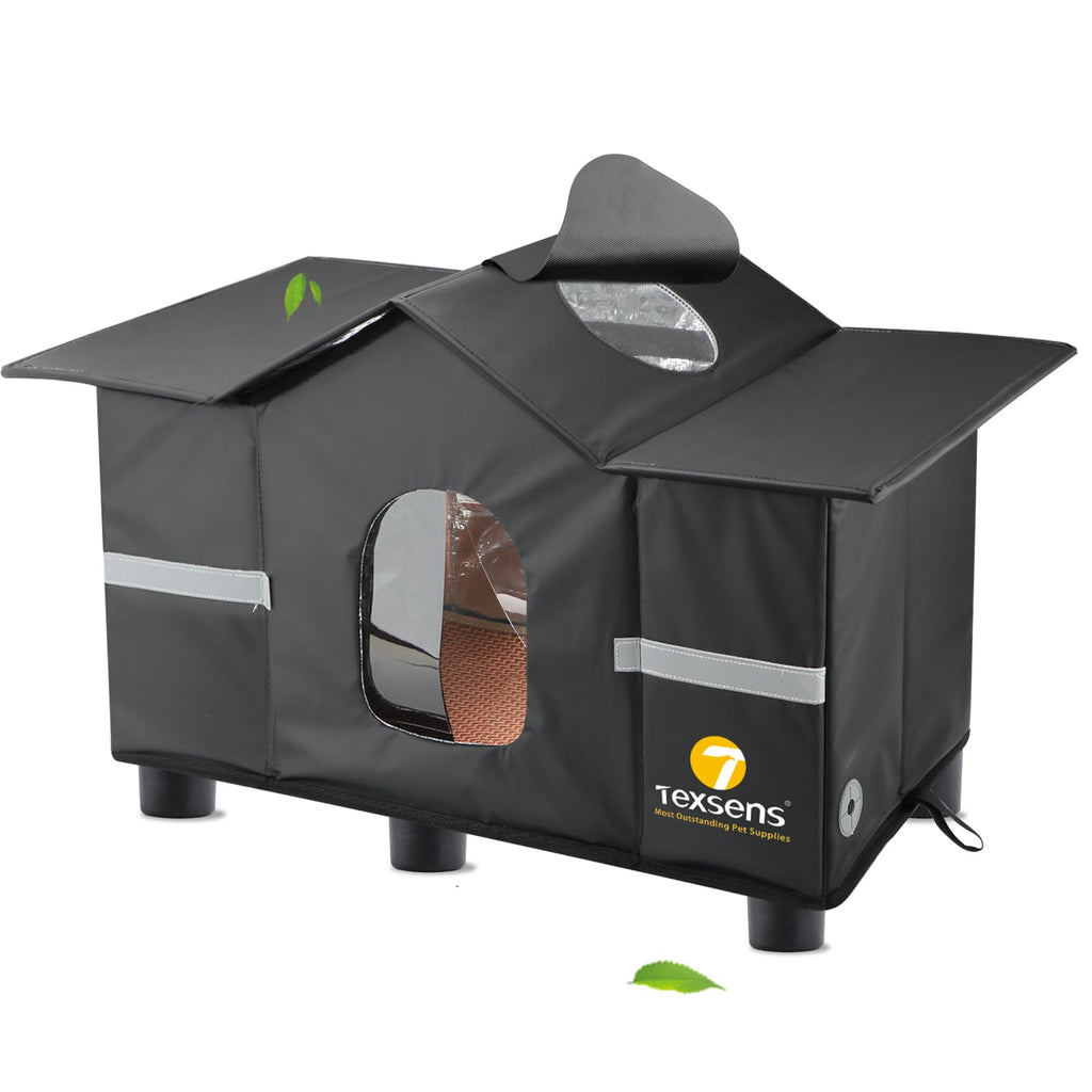 Weatherproof Large Insulated Outdoor Cat House with Roof Window R84735