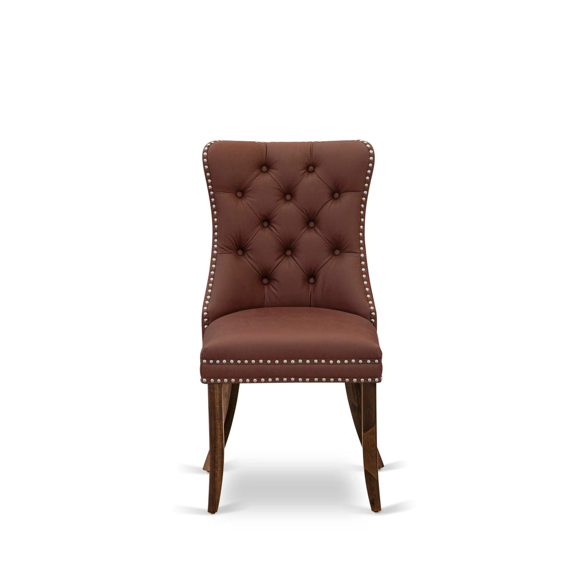 9 Piece Mid-Century Dining Table Set with 8 Burgundy Polyester Chairs B751040