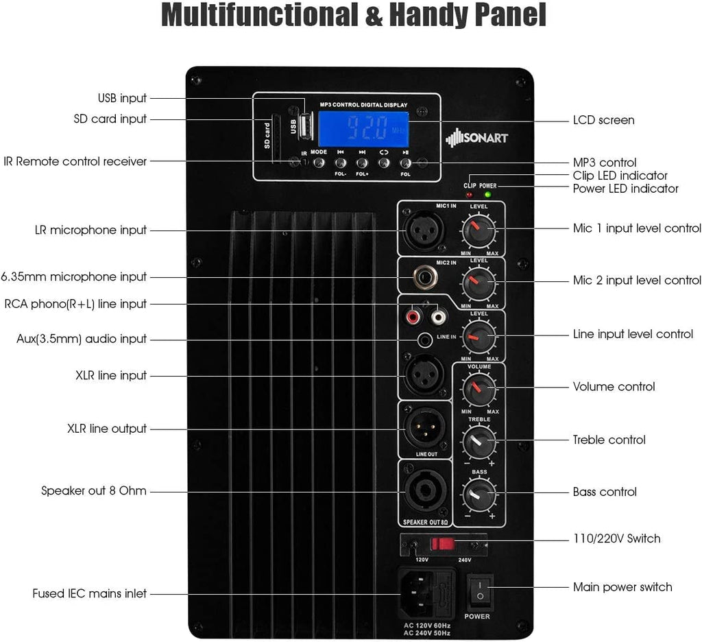 Portable 15" PA Speaker System Set D139