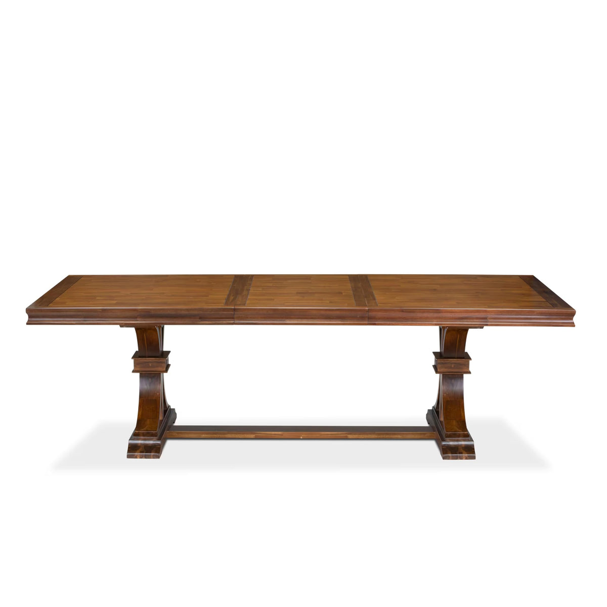 9 Piece Mid-Century Dining Table Set with 8 Burgundy Polyester Chairs B751040
