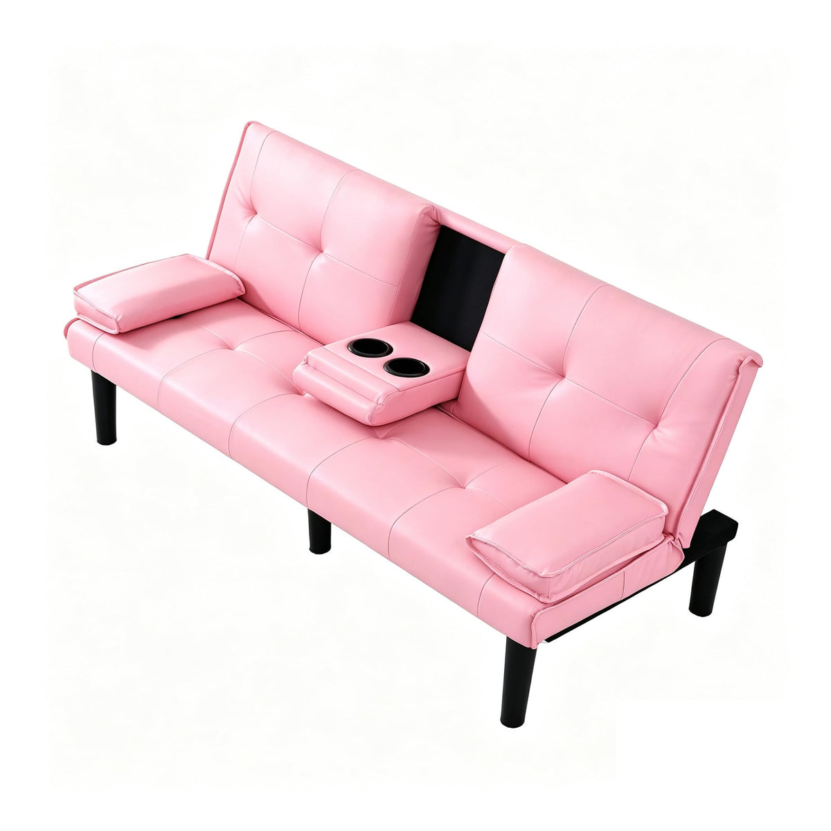 67" Convertible Sofa Bed with Cup Holders, Pink K6040