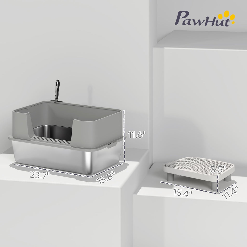 Stainless Steel Extra Large High Sided Litter Box with Scoop A899