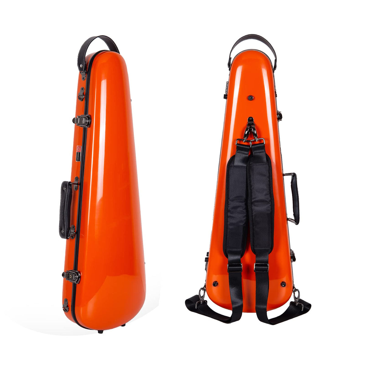 Fiberglass Violin Case for 4/4 Full Size Glossy Orange Velvet Interior I29163