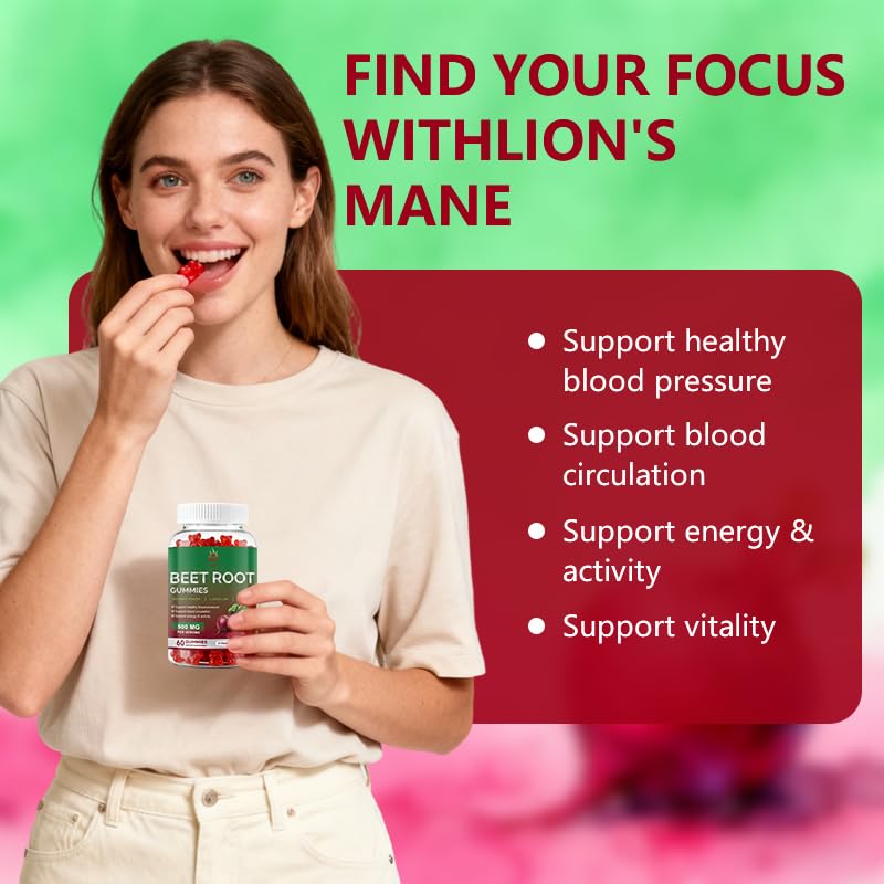 Beet Root Gummies 60 Chews Vegan Non-GMO Gluten Free Supplement X8544
