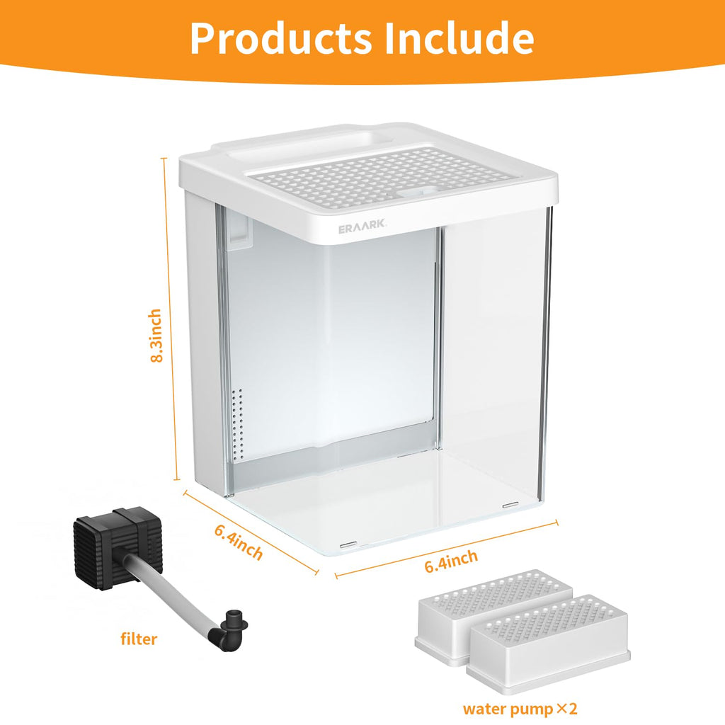 Smart Betta Fish Tank 1.5 Gallon Aquarium with Filter LED Light Q23579