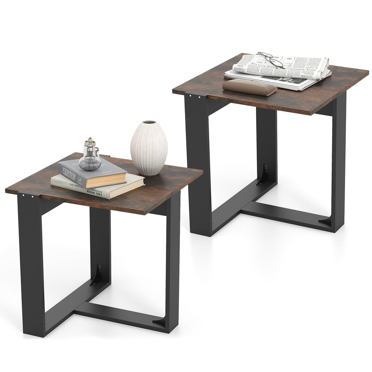 Set of 2 Square Wood Side Tables Z6750