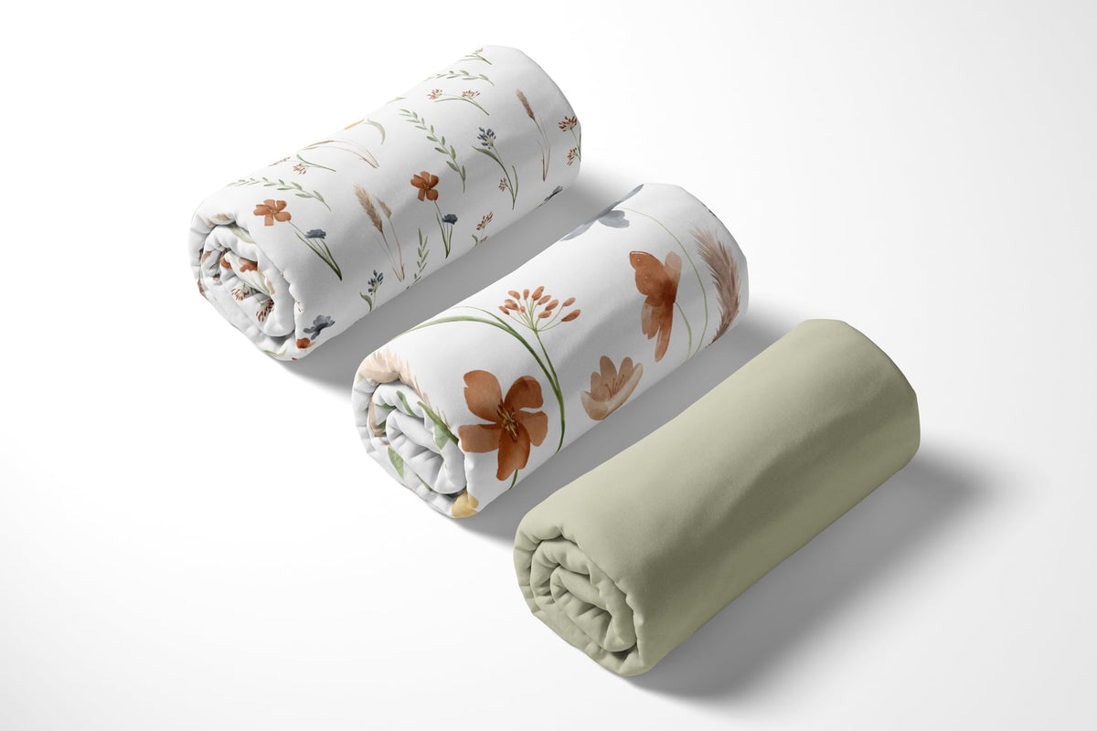 3-Piece Baby Crib Sheets Set Fitted Standard Size C719