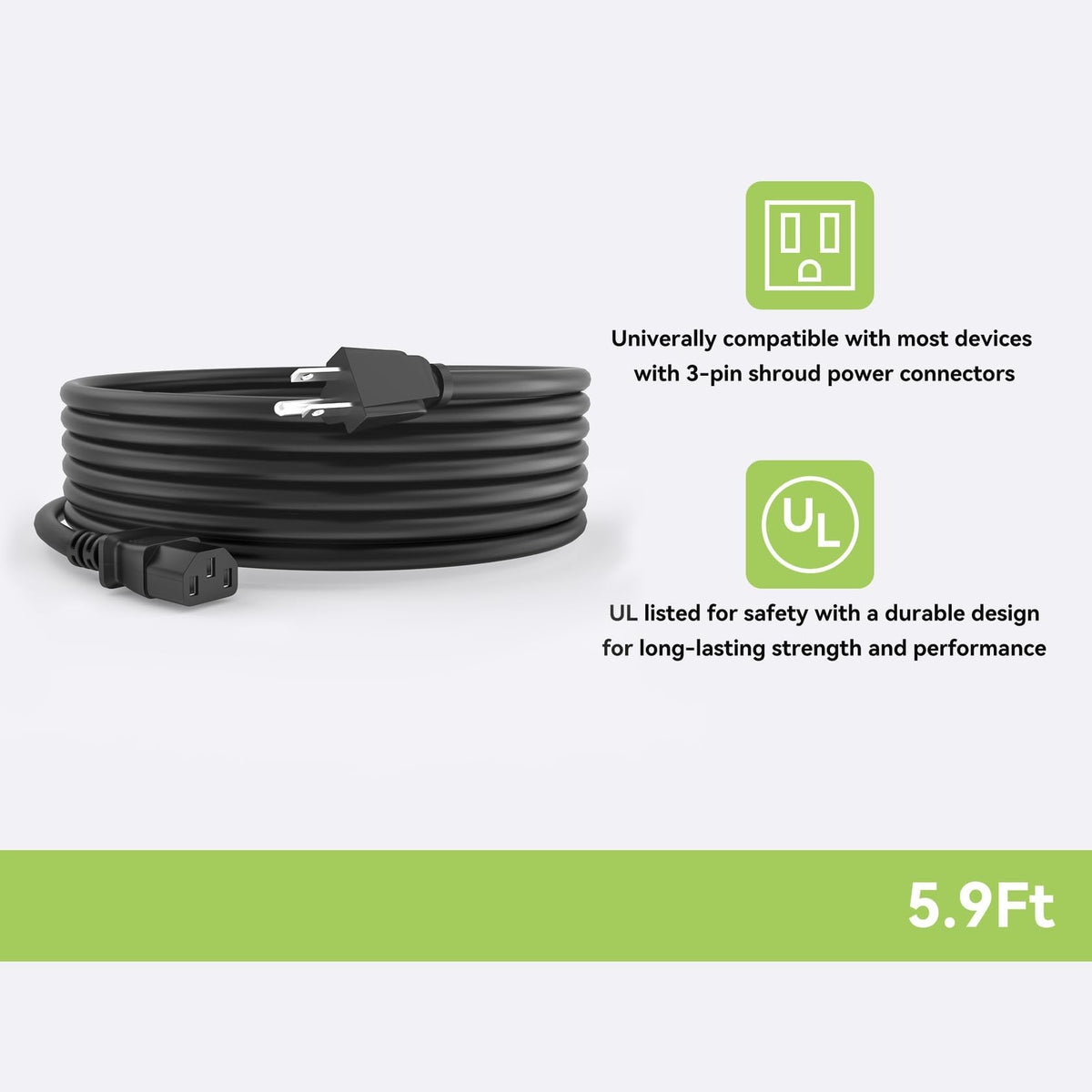 5ft AC Power Cord Cable M89142