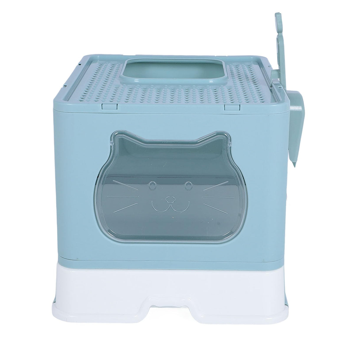 Enclosed Cat Litter Box Top Entry Foldable with Lid Blue A54192
