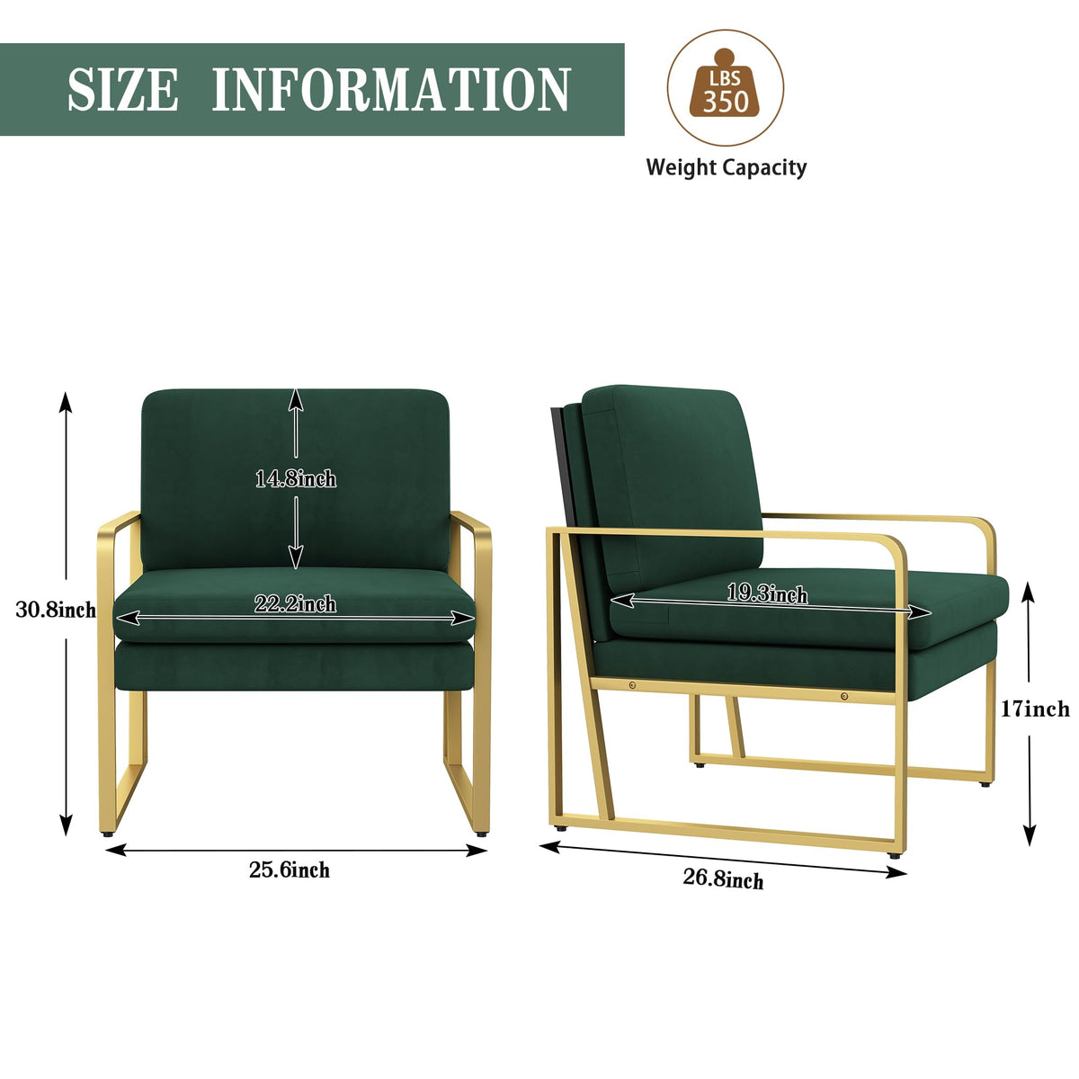 Velvet Accent Chair Set of 2 Green A831825