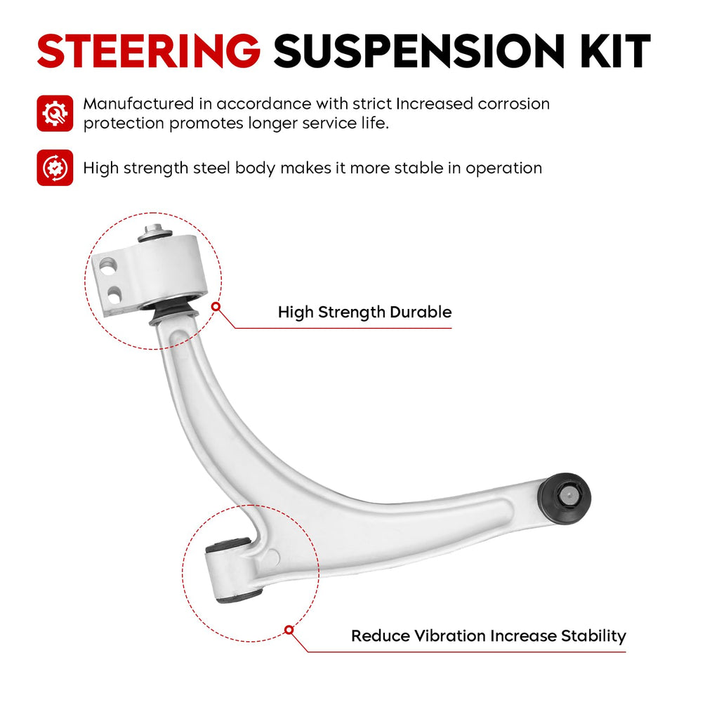 Front Lower Control Arm Suspension Kit with Ball Joint Tie Rods 8 pcs A36749