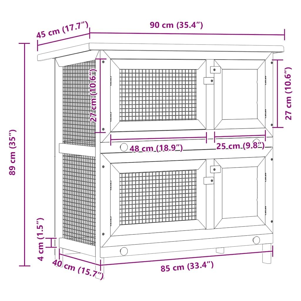 Outdoor Wooden Rabbit Hutch 2-Tier 36 Inch M755173