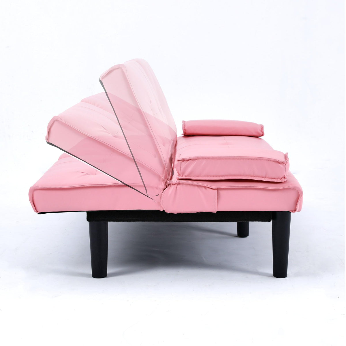 67" Convertible Sofa Bed with Cup Holders, Pink K6040