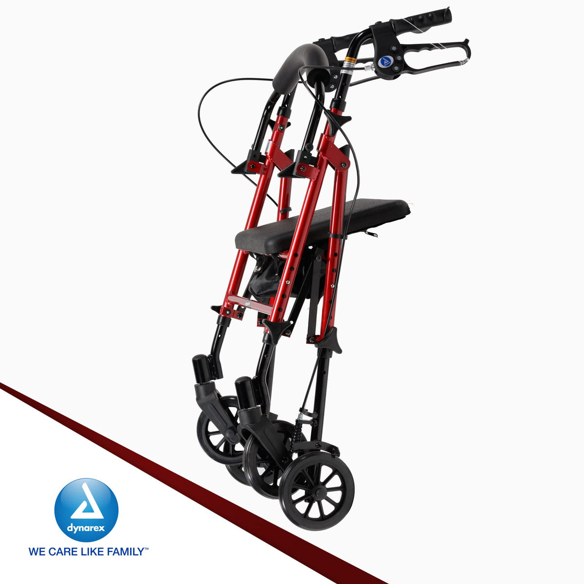 Foldable Aluminum Rollator with Adjustable Seat and Detachable Caster, Red P832099