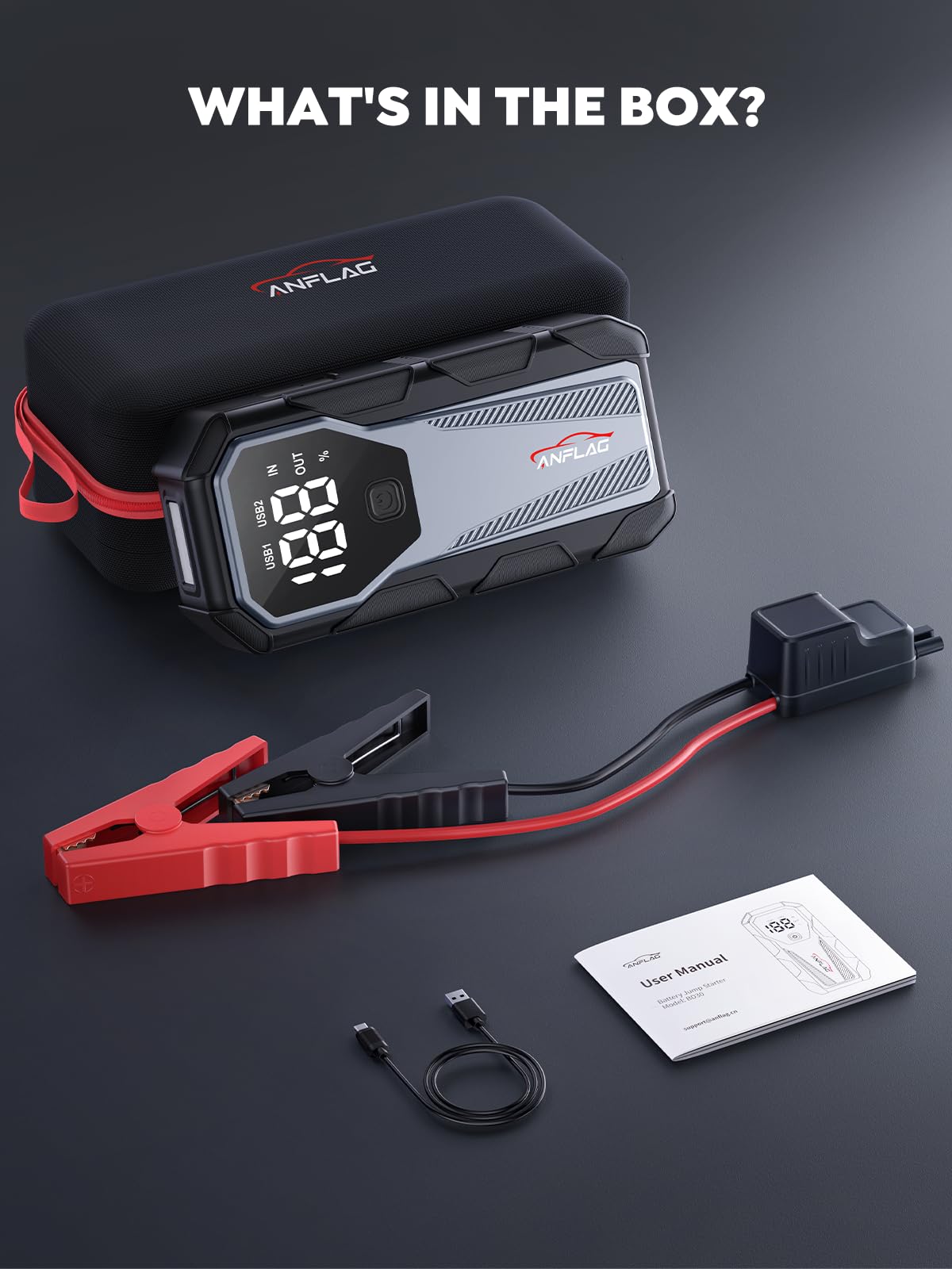 6000A 12V Portable Jump Starter with LED Display W59304