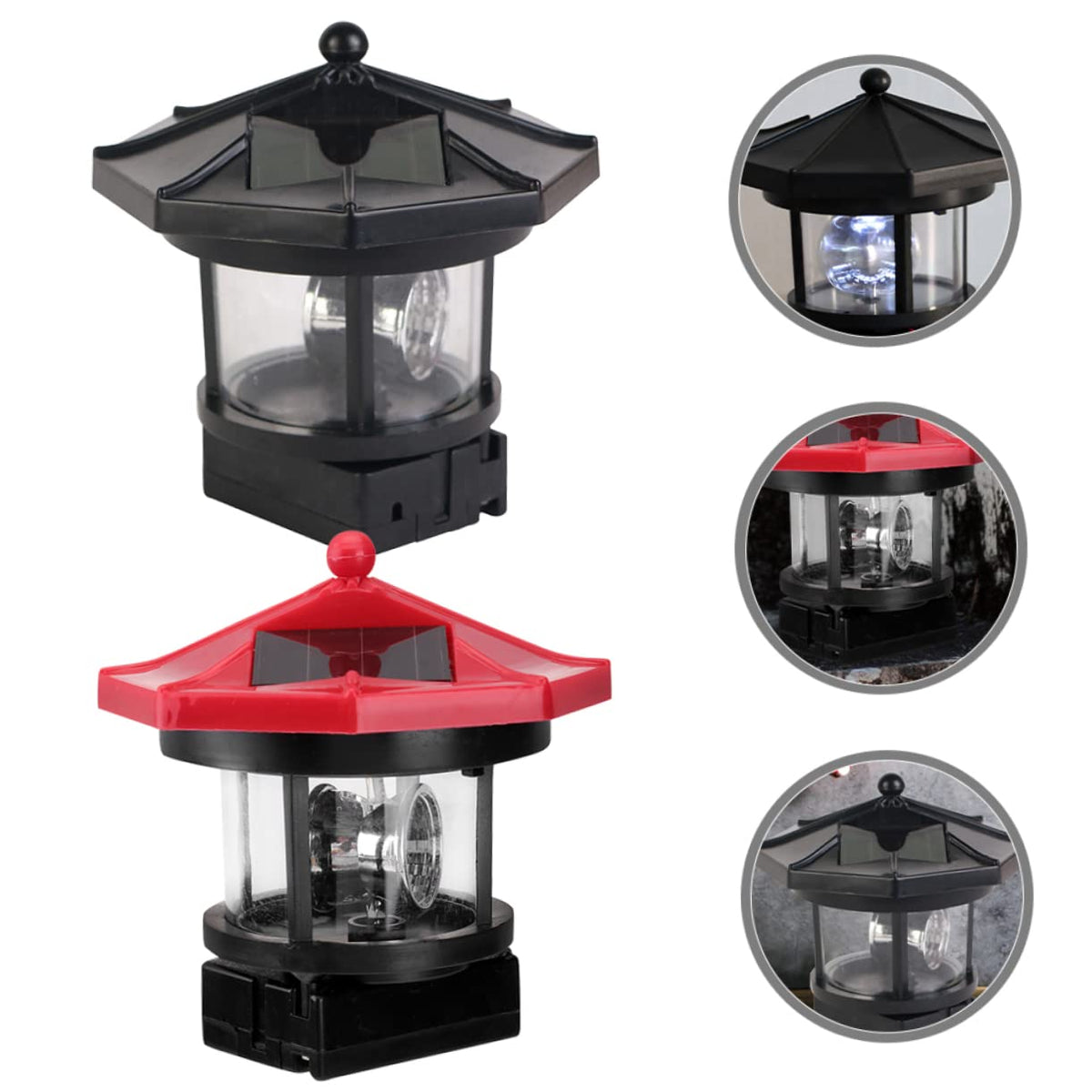 Solar Lighthouse Rotating Lamp Resin Garden Decorative Lights H475856
