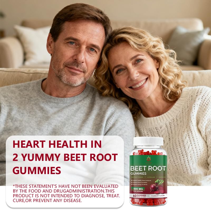 Beet Root Gummies 60 Chews Vegan Non-GMO Gluten Free Supplement X8544