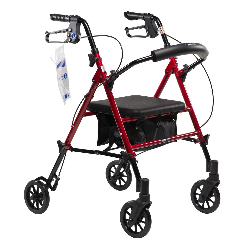 Foldable Aluminum Rollator with Adjustable Seat and Detachable Caster, Red P832099