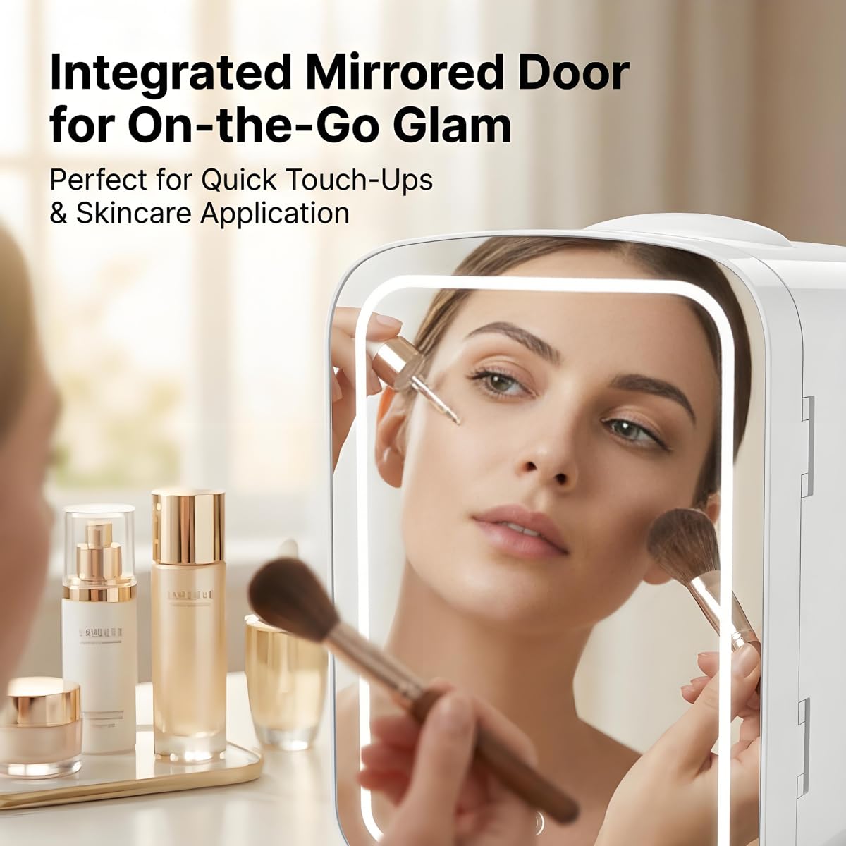 4L Mini Skincare Refrigerator with Dimmable LED Mirror E796640
