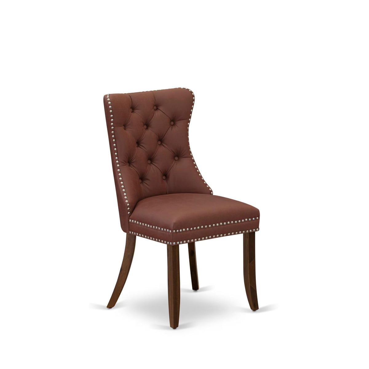 9 Piece Mid-Century Dining Table Set with 8 Burgundy Polyester Chairs B751040