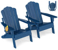 Oversized Folding Adirondack Chairs Set of 2 Blue C972394