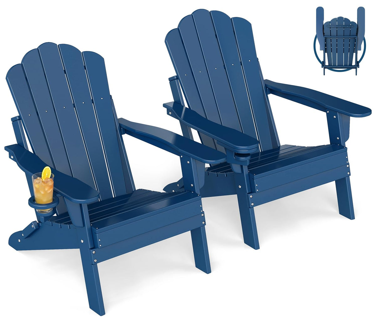 Oversized Folding Adirondack Chairs Set of 2 Blue C972394
