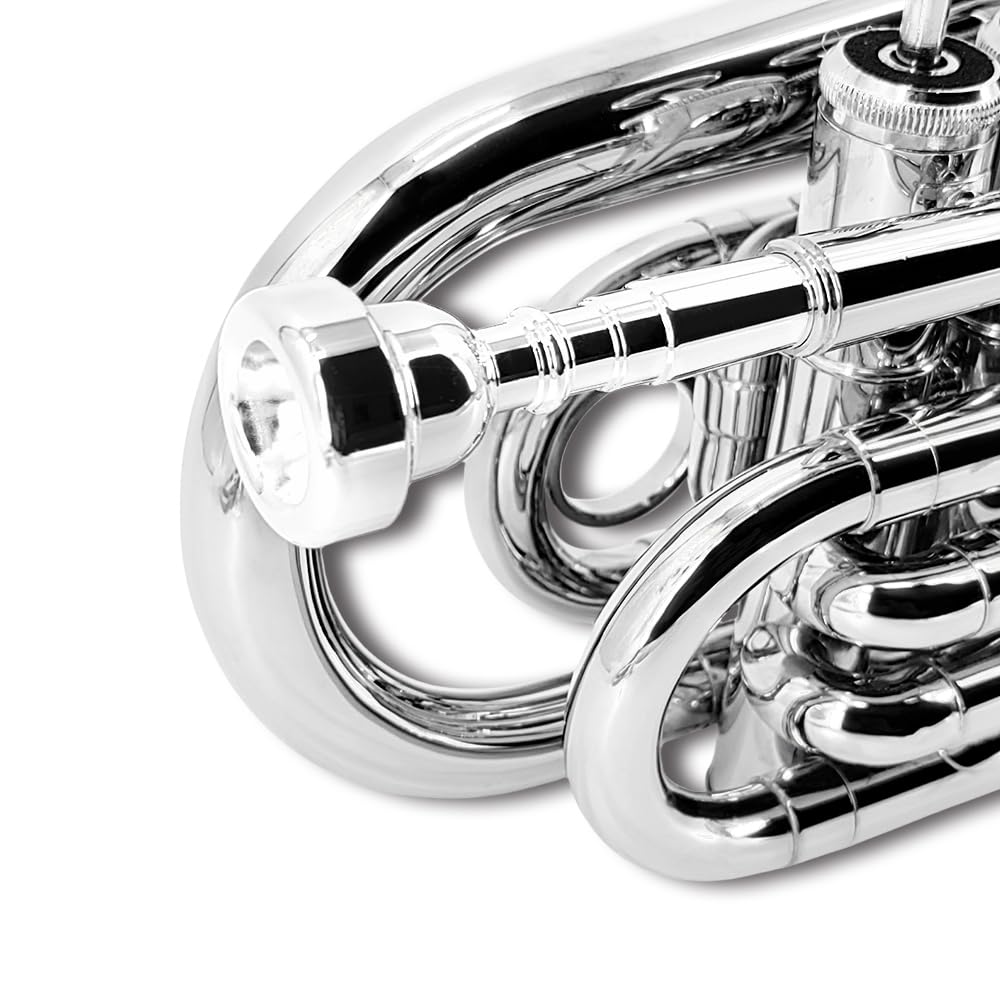 Pocket Trumpet Mini Brass Instrument with 7C Mouthpiece & Case S73066