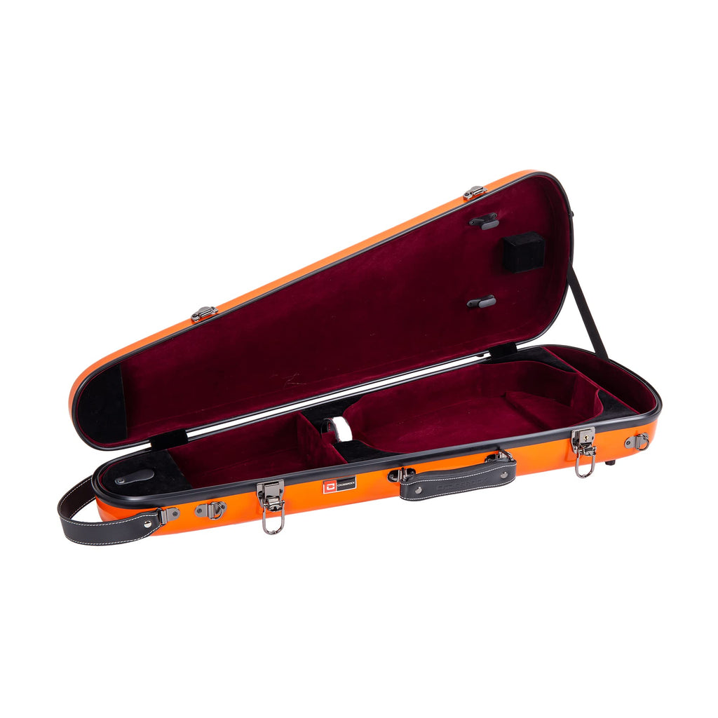 Fiberglass Violin Case for 4/4 Full Size Glossy Orange Velvet Interior I29163