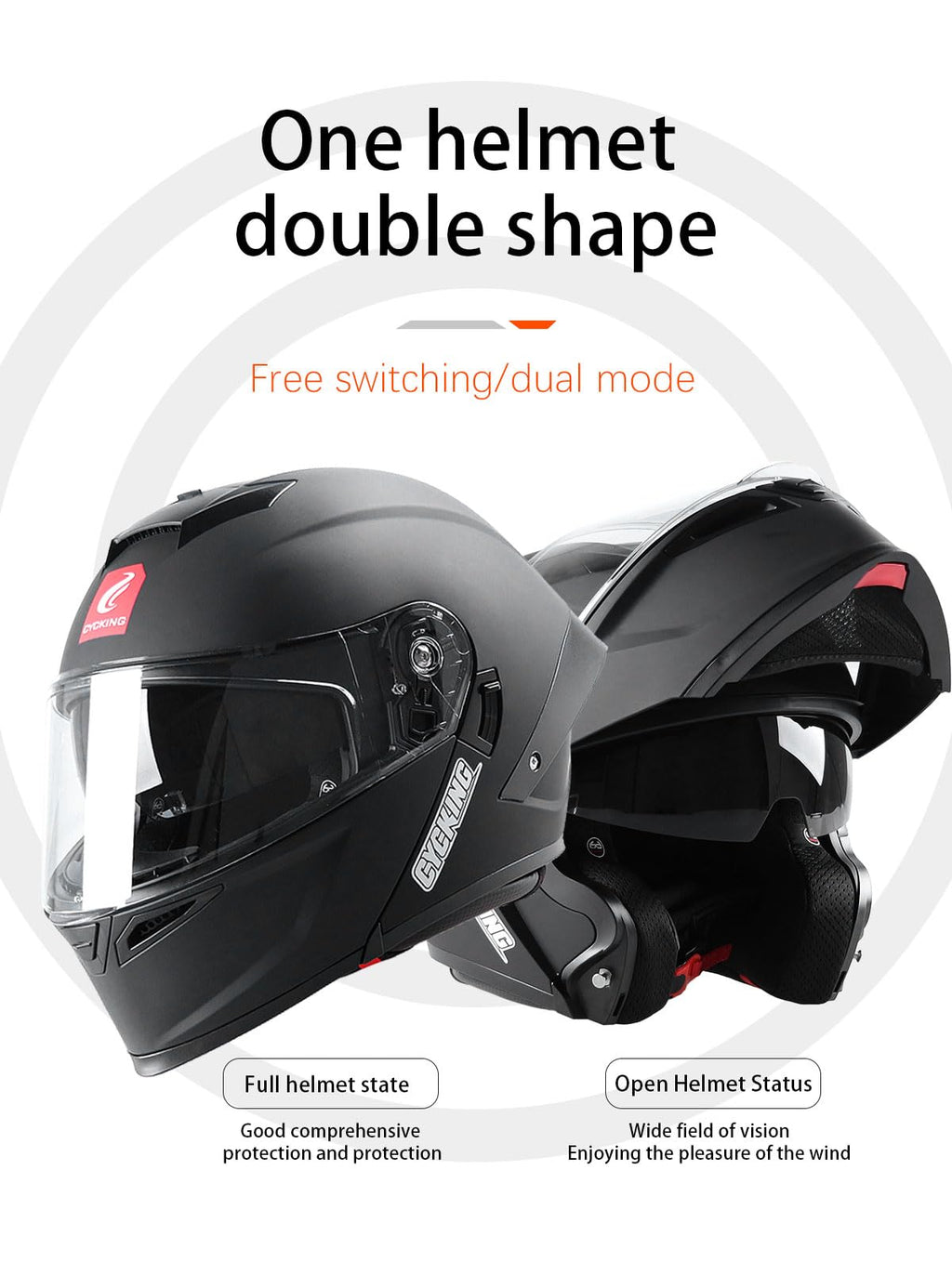Modular Flip Up Full Face Motorcycle Helmet with Dual Visor Y449548