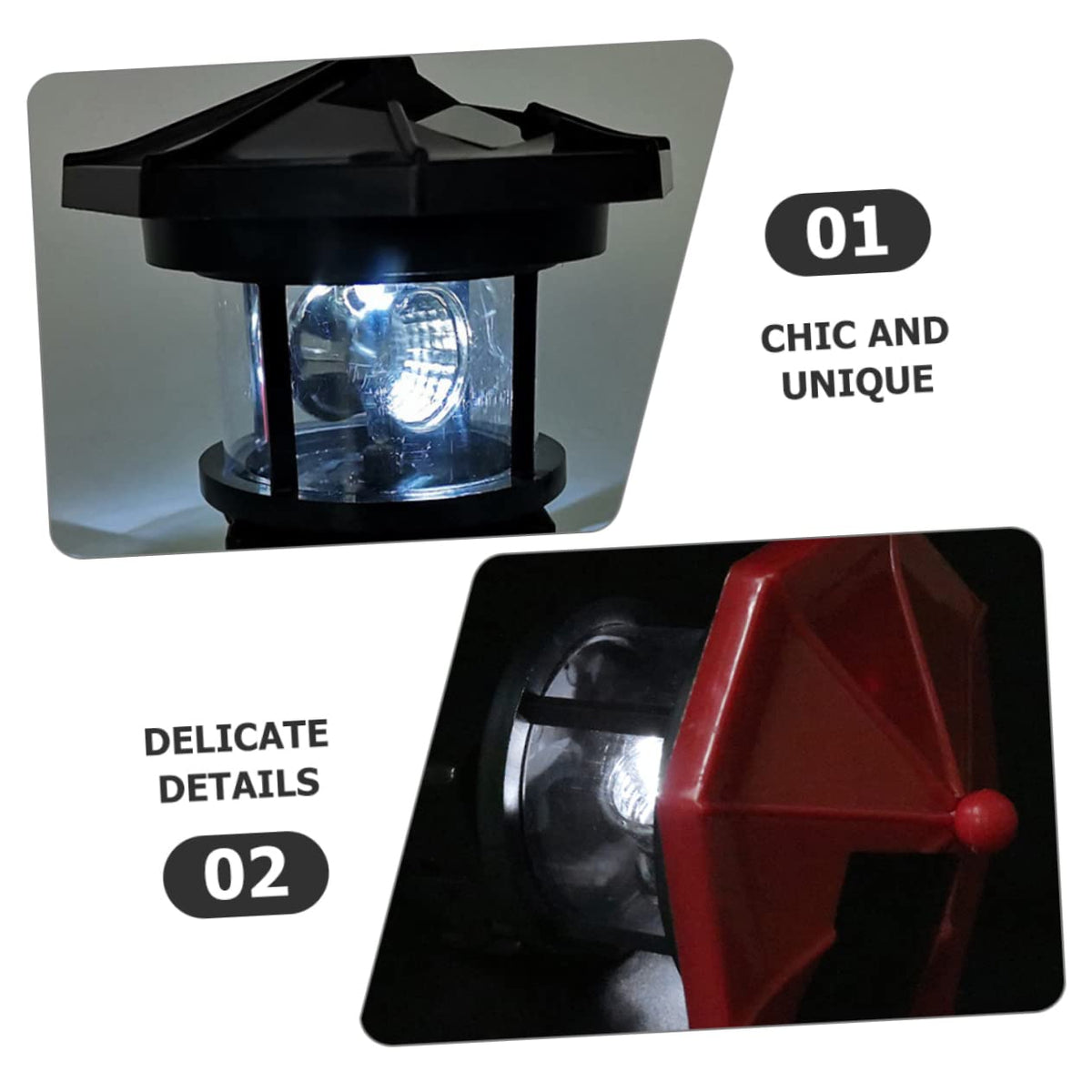 Solar Lighthouse Rotating Lamp Resin Garden Decorative Lights H475856