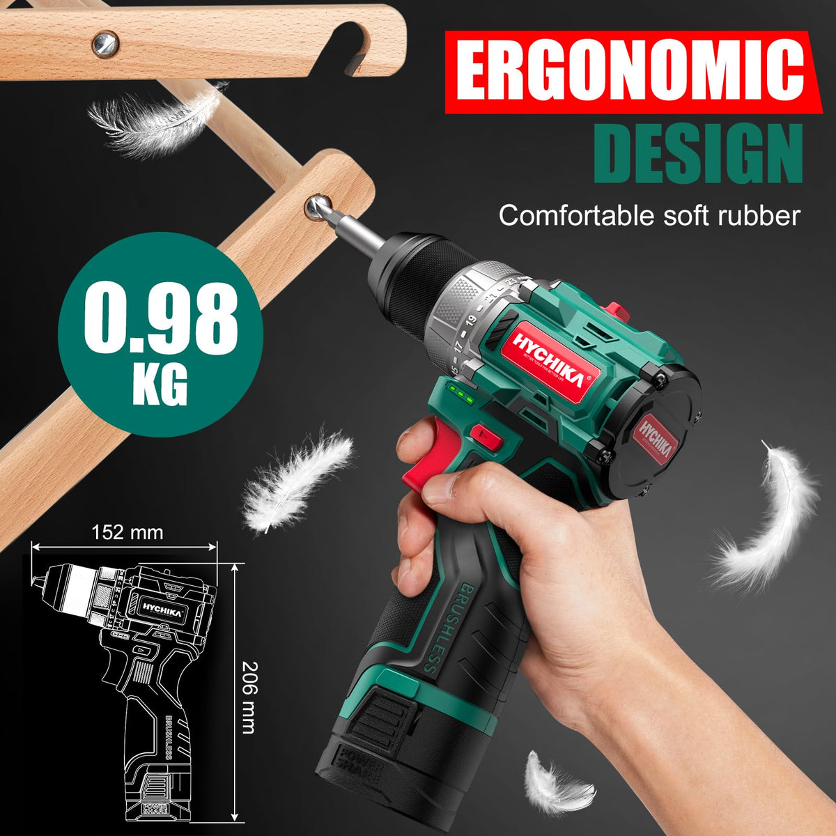 16.8V Cordless Brushless Compact Drill W467