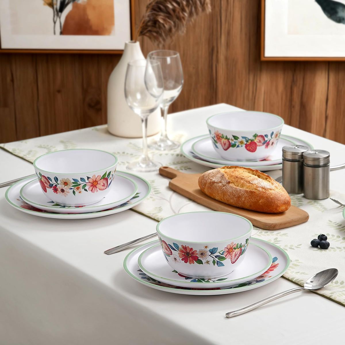 12-Piece Strawberry Melamine Dinnerware Set Z68864
