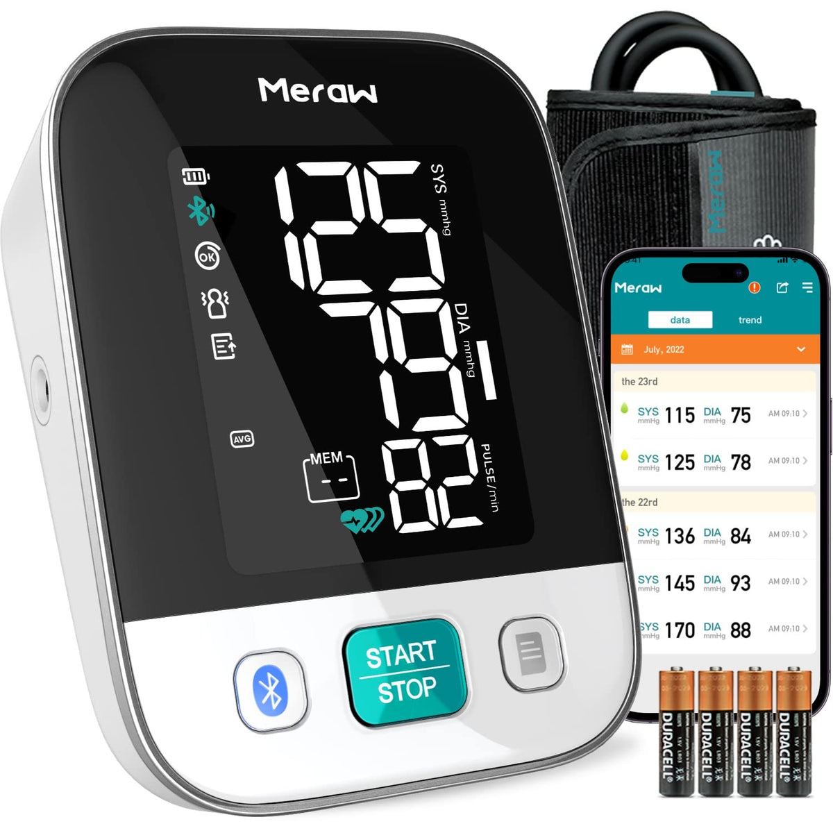 White Automatic Blood Pressure Monitor with Bluetooth Z9041