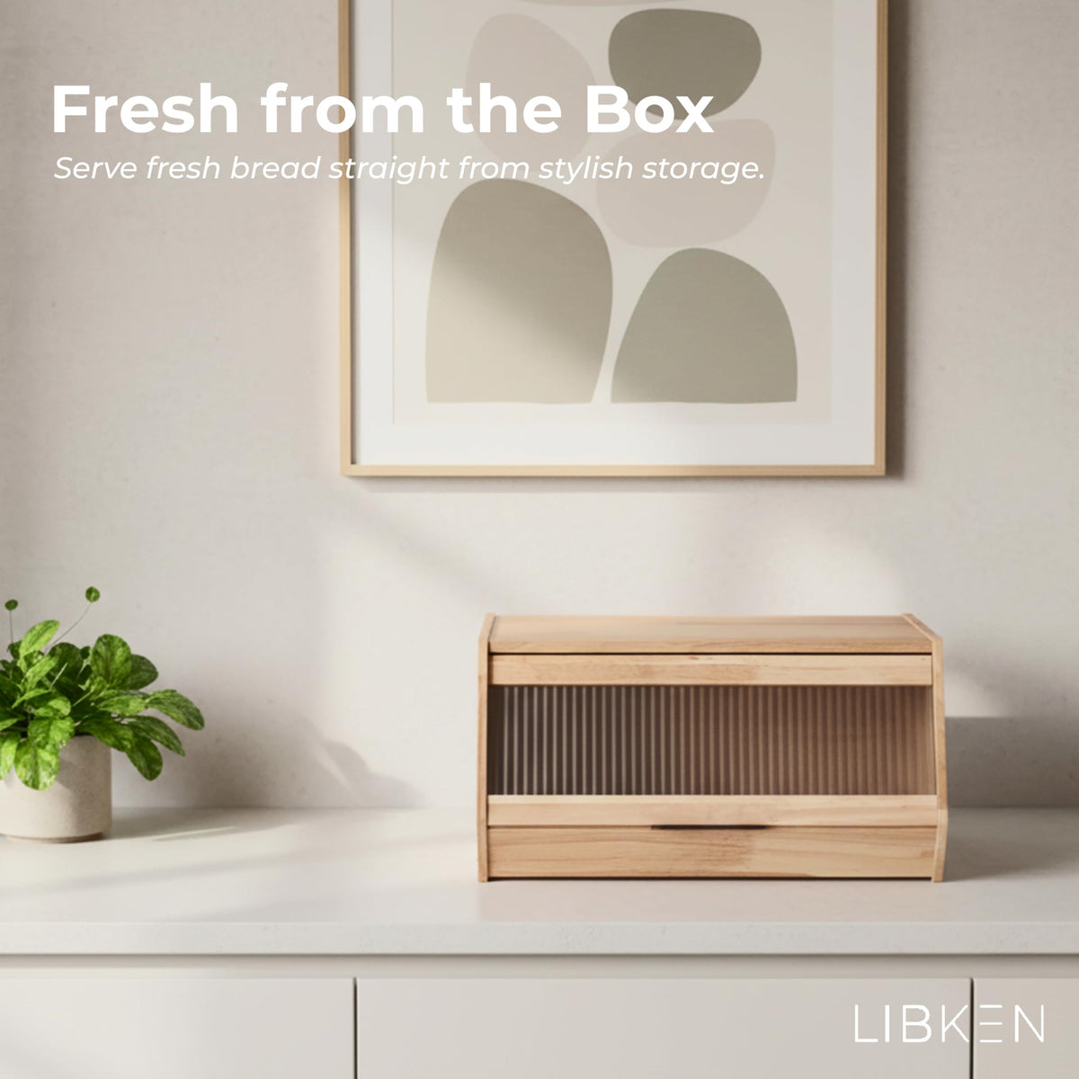 Wooden Bread Box with Plastic Lid A127055