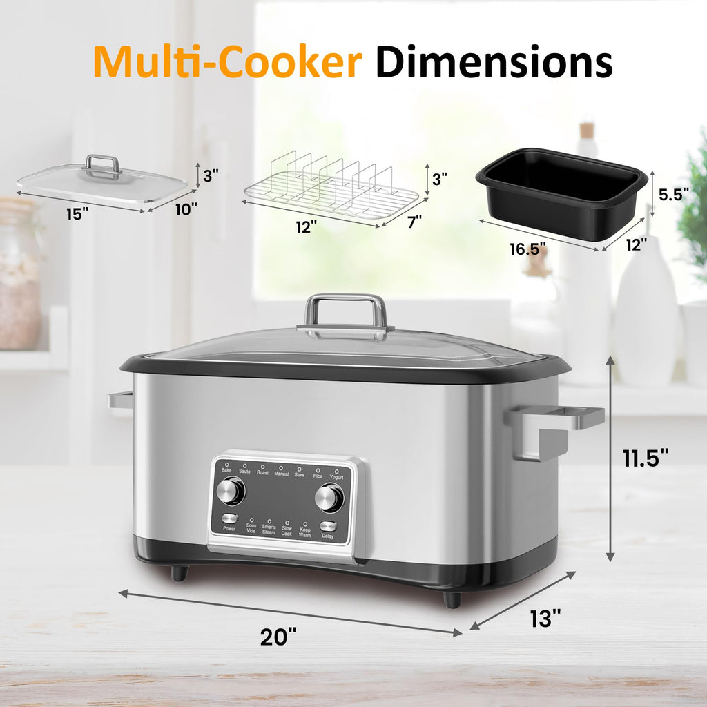 12-in-1 Programmable 8 Quart Slow Cooker with Steaming Rack S341