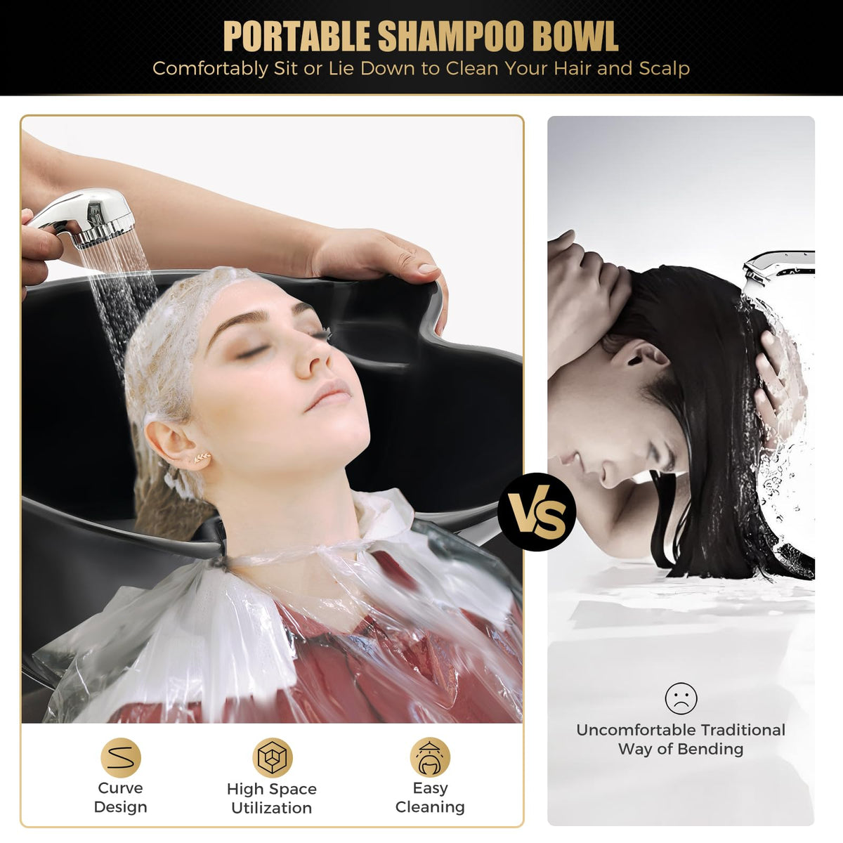 Portable ABS Shampoo Basin with 2 Water Buckets, Electric Pump and Drain Hoses R13049