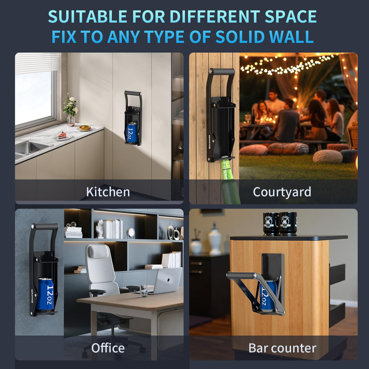 16 oz Wall Mounted Steel Can Crusher with Bottle Opener Q2637