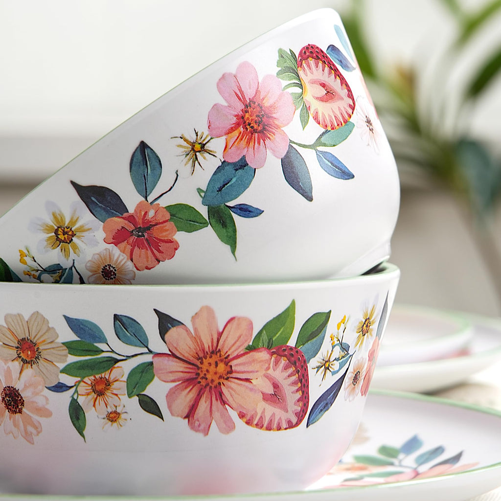 12-Piece Strawberry Melamine Dinnerware Set Z68864